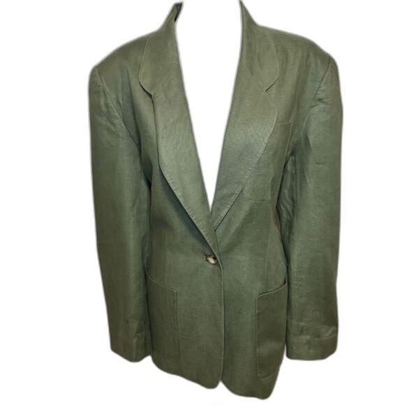 Talbots Green Linen Blazer Women’s Lightweight Tailored Jacket - Picture 1 of 5